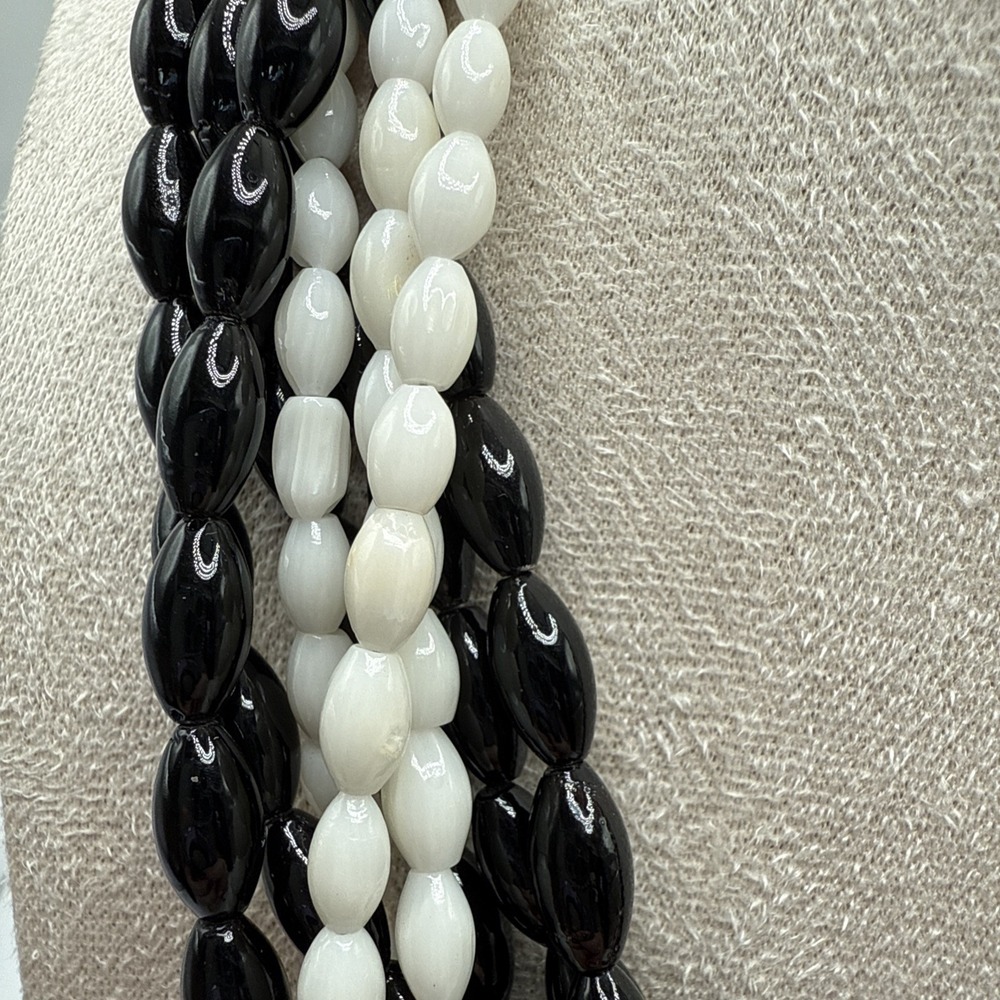 JAY KING DTR Sterling Silver Black Onyx White Coral Beaded Torsade Necklace - Picture 3 of 9